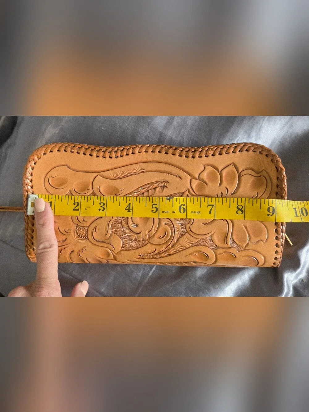 Vintage CLIFTON'S Handmade Hand Tooled Leather Clutch Wristlet